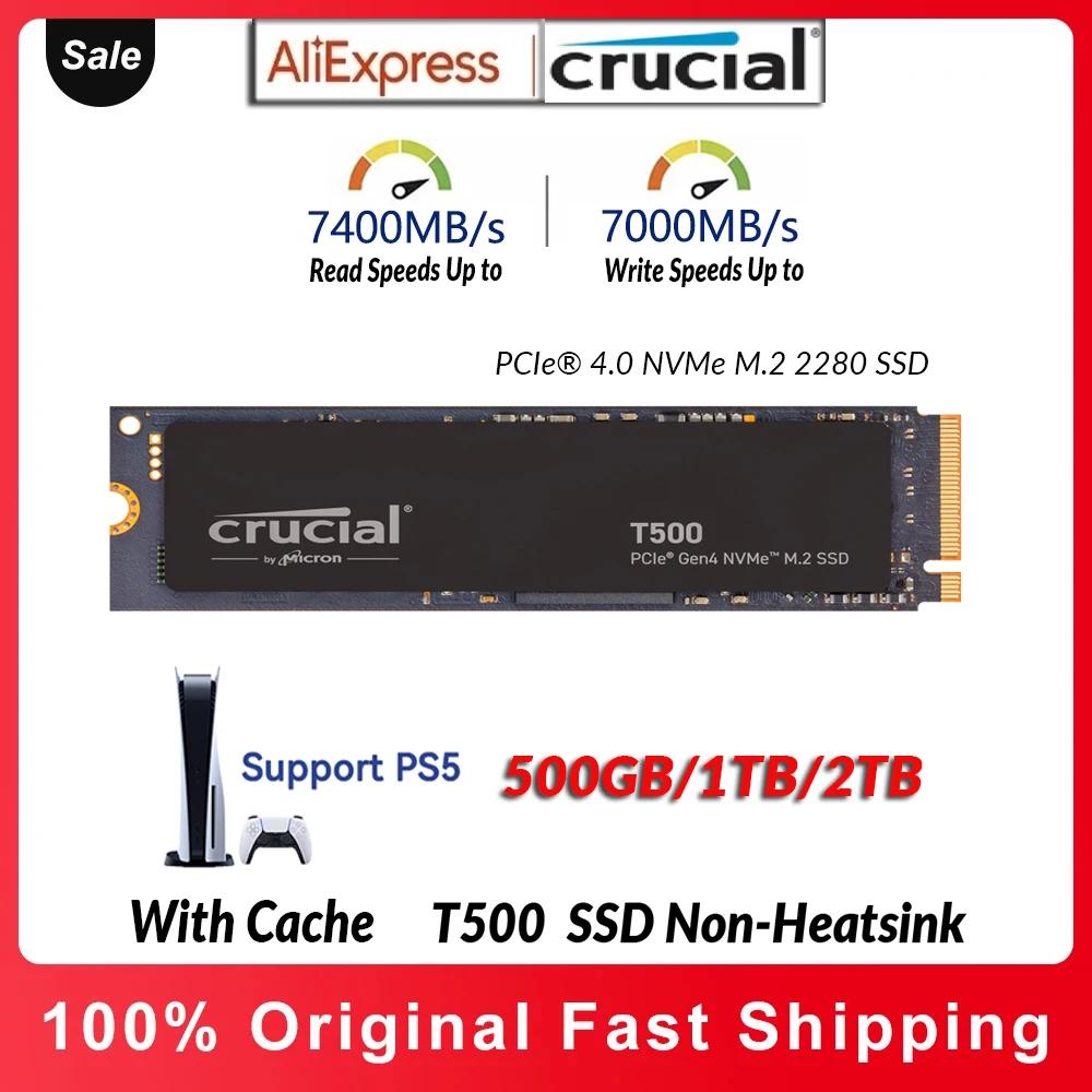 Crucial T500 PCIe Gen4 NVMe M.2  ӿ SSD,   Ƽ HP Ʈ  ũž PS5 ȣȯ, 500GB, 1TB, 2TB, 7400 MB/s